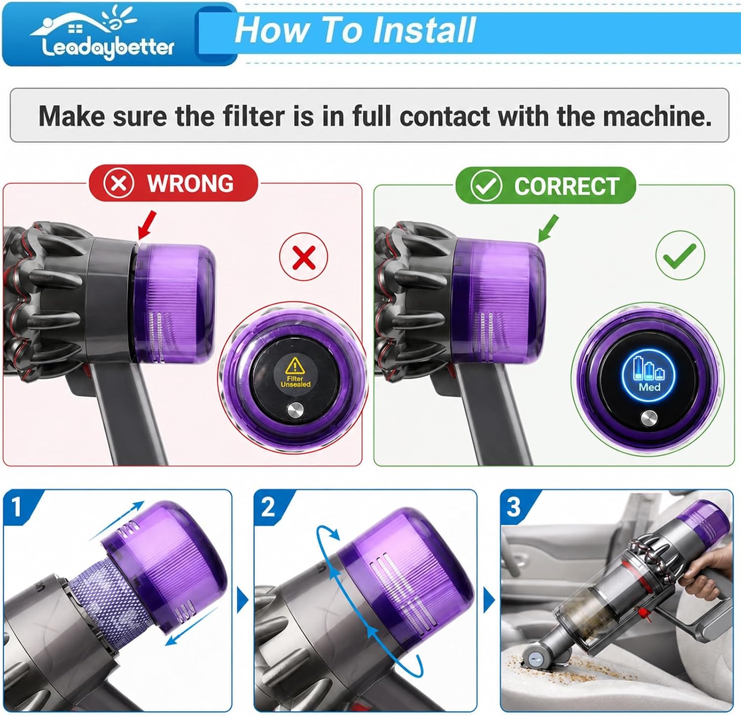 Filter Replacement Compatible with Dyson V11 V15 SV14 SV15 SV17 SV28 Animal Extra Torque Drive Complete, SV22 SV47 Detect Submarine Vacuum, Compare to Part 970013-02
