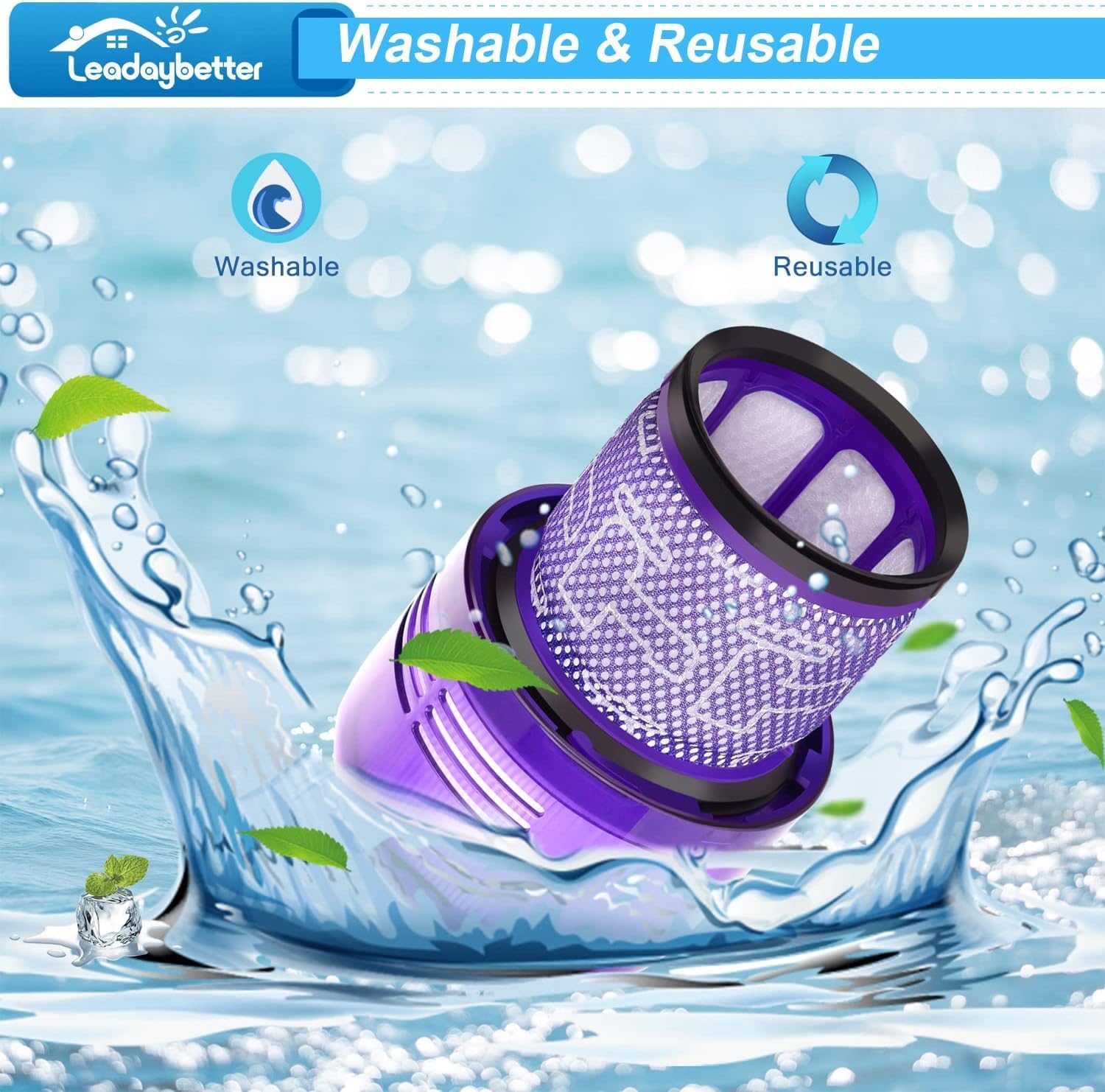 4 Pack Filter Replacement for Dyson V11 Animal Extra Torque Drive Complete, V15 V15s Detect Submarine, SV14 SV15 SV17 SV22 SV28 Vacuum, Compare to Part 970013-02